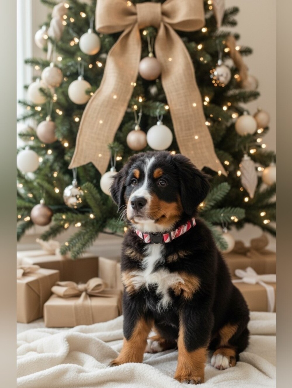 Festive Candy Cane Striped Holiday Dog Collar - Adjustable